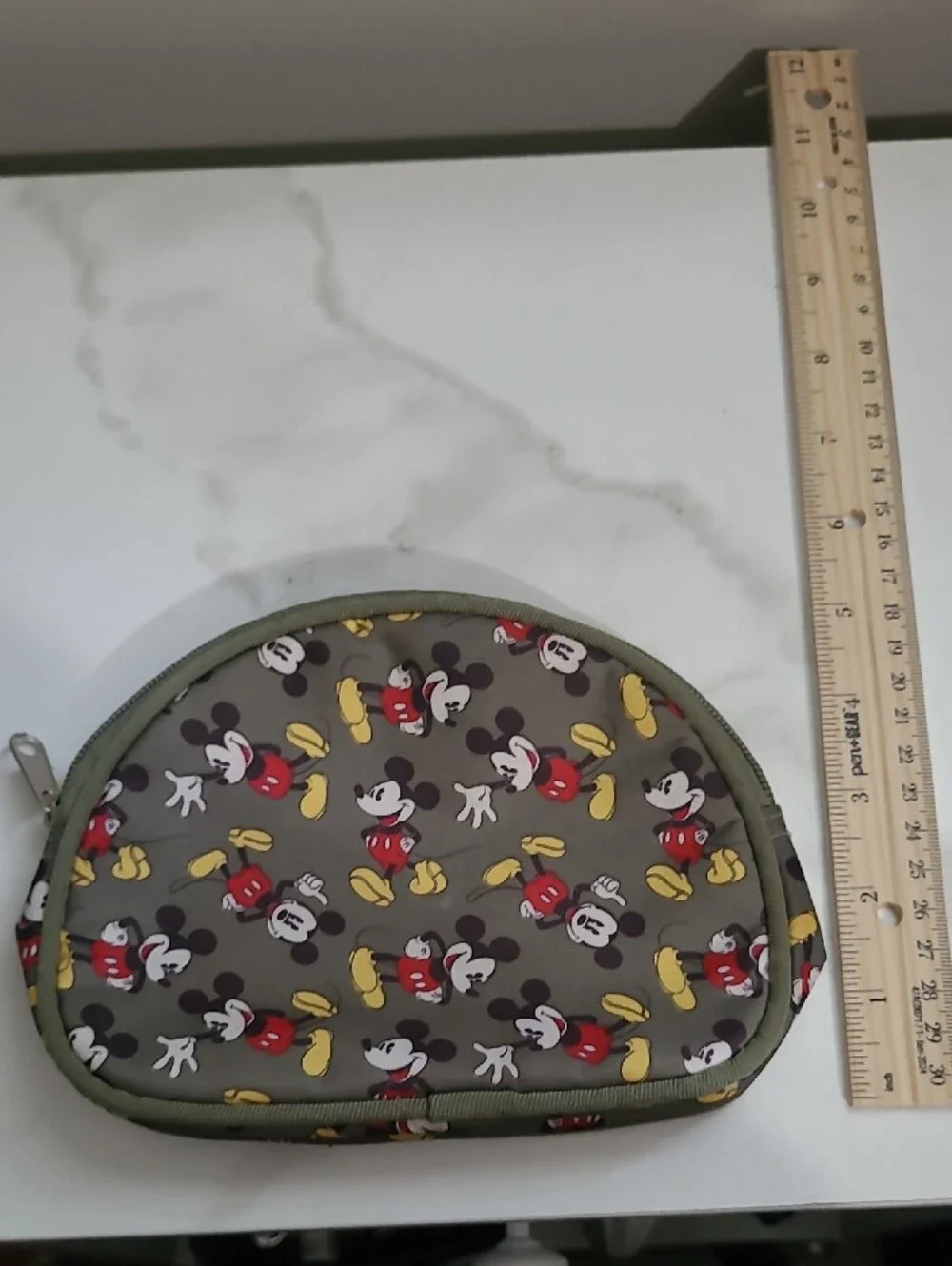 Disney Small Cosmetic Pouch in Olive Green with Mickey Mouse Print